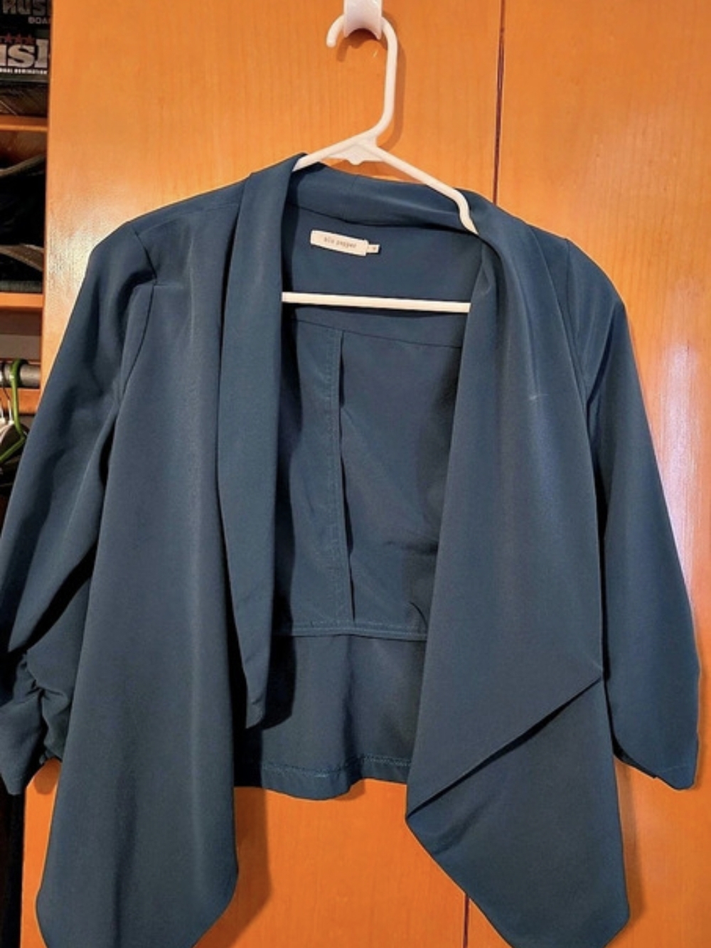 blu pepper Women'Small Draped Blazer in Blue Small